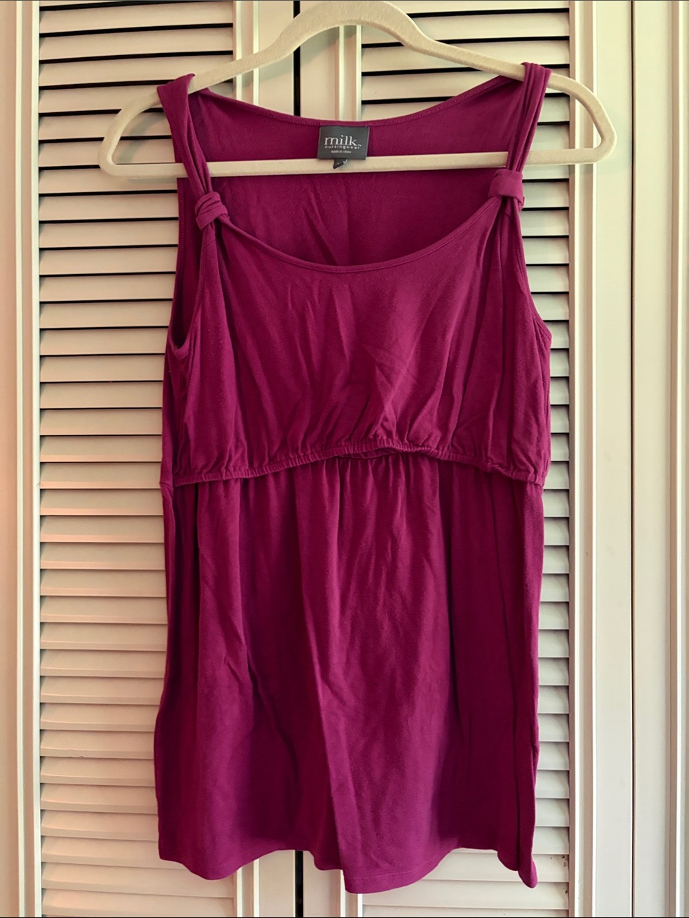 Milk Knot-Shoulder Sleeveless Tank Top in Fuchsia